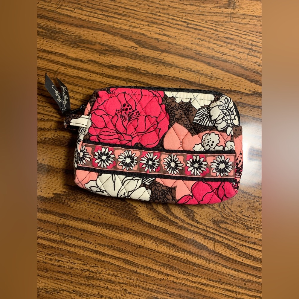 Vera Bradley Brown and Pink Cosmetic Bag